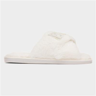 Bride Womens Cream Fluffy Slipper