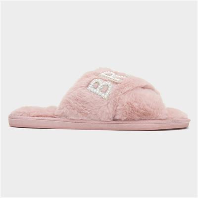 Bride Squad Womens Pink Fluffy Slipper