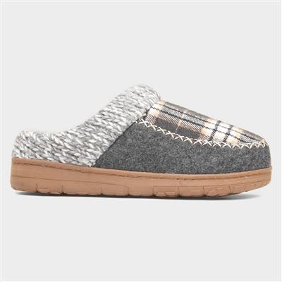 Emblaze Womens Grey Tartan Mule Slipper