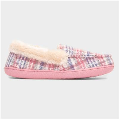 Thistle Womens Pink Tartan Moccasin