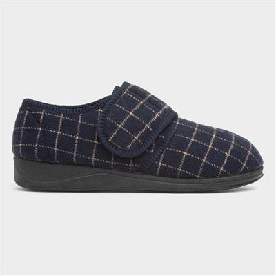 Dennis Mens Navy Wider Fit Slipper