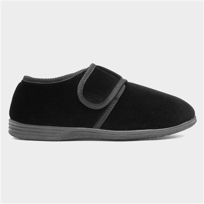 Mens velcro best sale slippers wide fit