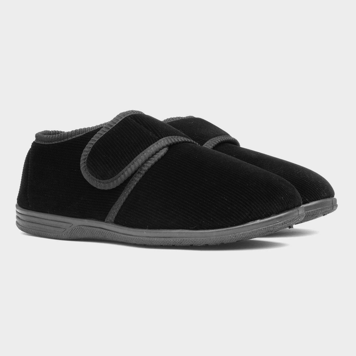 Jo Joe Zak Mens Black Wider Fitting Slipper