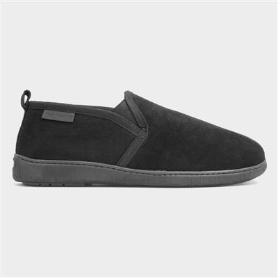 Arnold Mens Black Leather Slipper