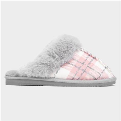 Albany Womens Grey Tartan Mule Slipper