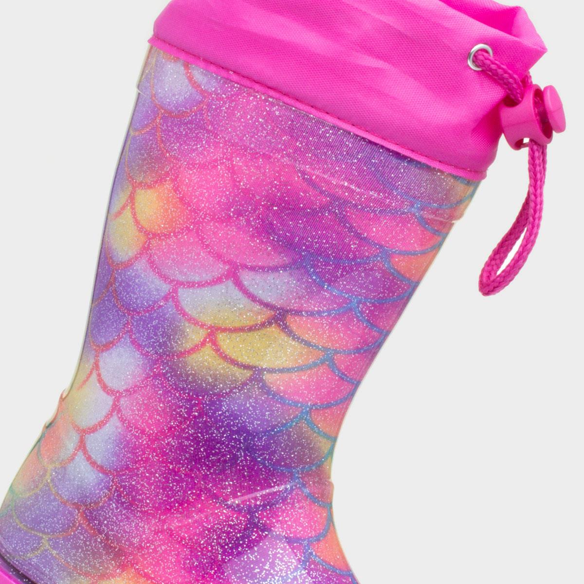 Mist Kids Rainbow Mermaid Glitter Welly 791025 Shoe Zone