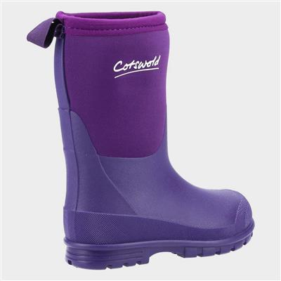 Cotswold Hilly Neoprene Kids Purple Welly-791044 | Shoe Zone