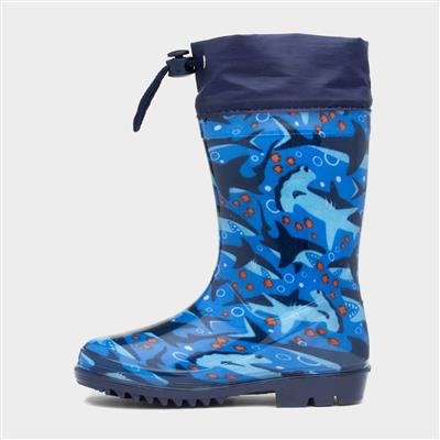 Kids Splash Navy Shark Welly-791055 | Shoe Zone