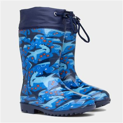 Kids Splash Navy Shark Welly-791055 | Shoe Zone