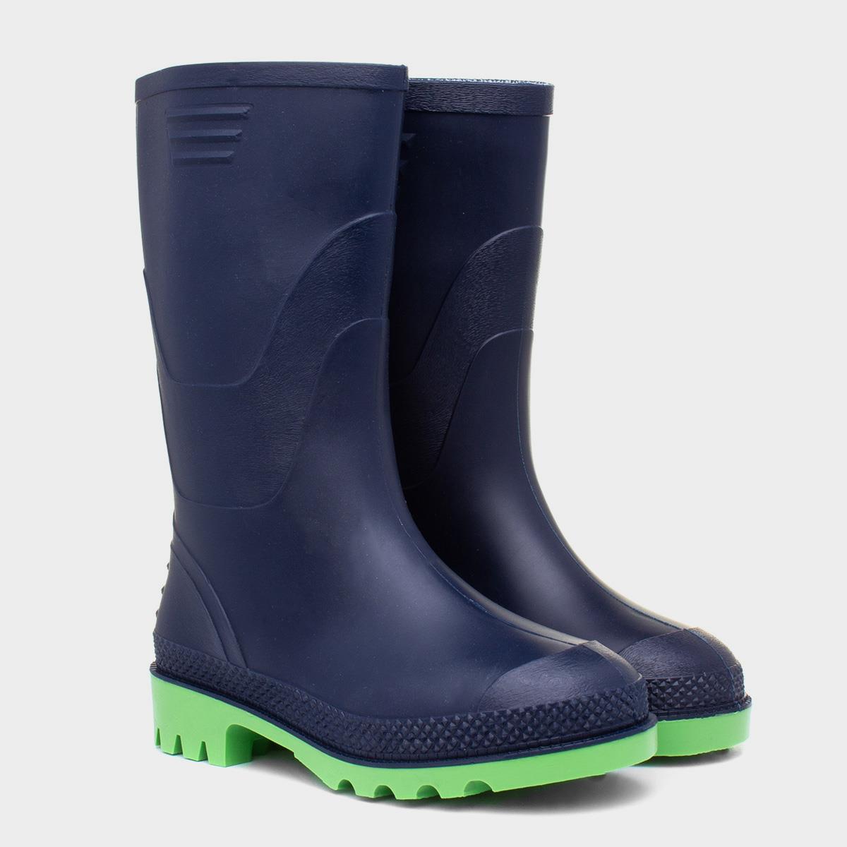 Kids Navy and Lime Welly Boot Kids size 8 to13-79113 | Shoe Zone