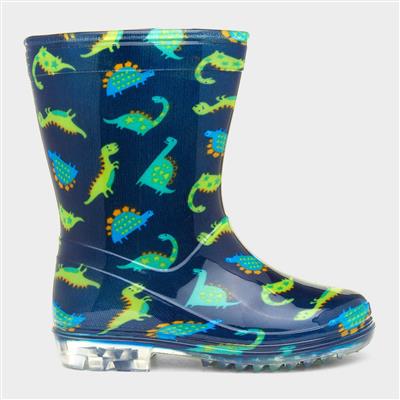 Tornado Boys Dinosaur Navy & Green Welly