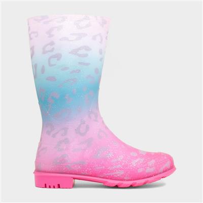 Dew Kids Multi Coloured Pastel Leopard Print Welly