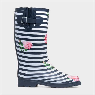 Elena Womens Stripy Floral Multi Welly