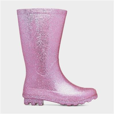 Flurry Kids Pink Glitter Welly