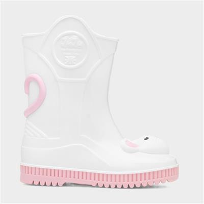 Kids White Mouse Welly