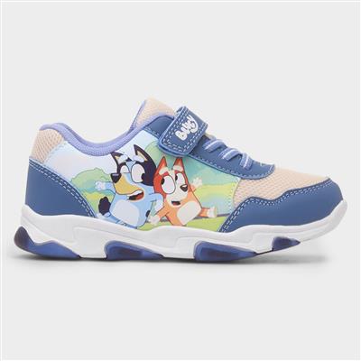 Kids Blue Easy Fasten Light Up Trainers