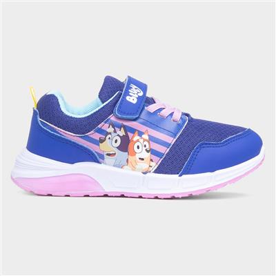 Kids Blue Easy Fasten Light Up Trainer