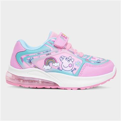 Kids Pink Easy Fasten Light Up Trainer