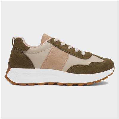 Bay Womens Khaki Lace Up Trainer