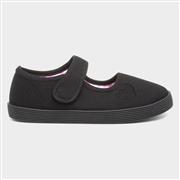 XL Waveney Girls Black Plimsolls Shoe (Click For Details)