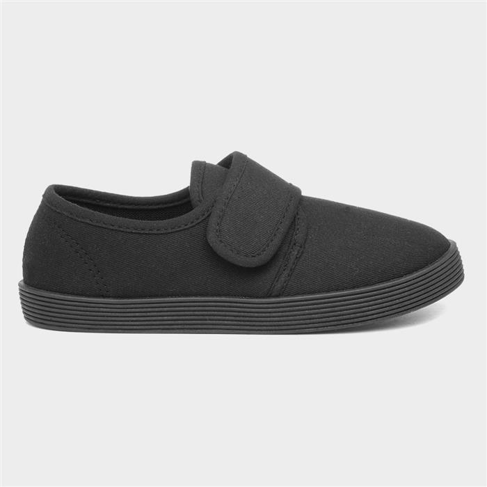 XL Trent Kids Black Easy Fasten Plimsoll