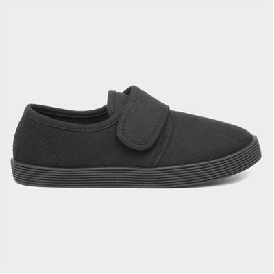 Trent Kids Black Easy Fasten Plimsoll