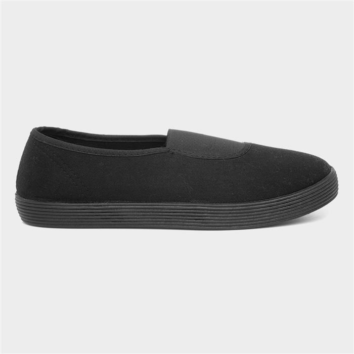 Walkright Kids Black Slip On Plimsoll-81277 | Shoe Zone