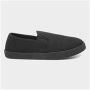 XL Tweed Kids Slip On Black Plimsoll (Click For Details)