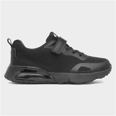 Gambia Kids Black Easy Fasten Trainers