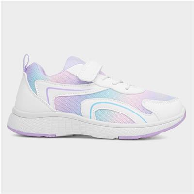 Flores Kids White & Lilac Easy Fasten Trainer