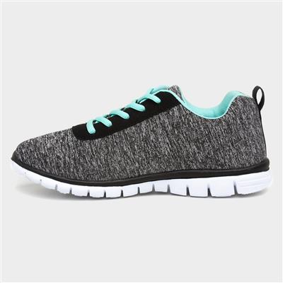 Womens Grey Lace Up Trainer-840052 | Shoe Zone