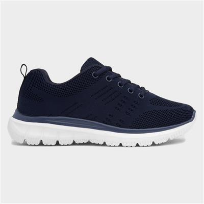 Thames Womens Blue Knitted Lace Up Trainer