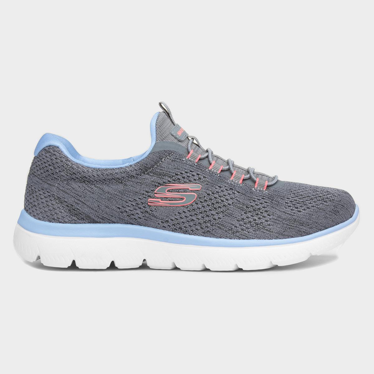 Skechers Summits Fun Flair Womens Grey Trainer-840345 | Shoe Zone