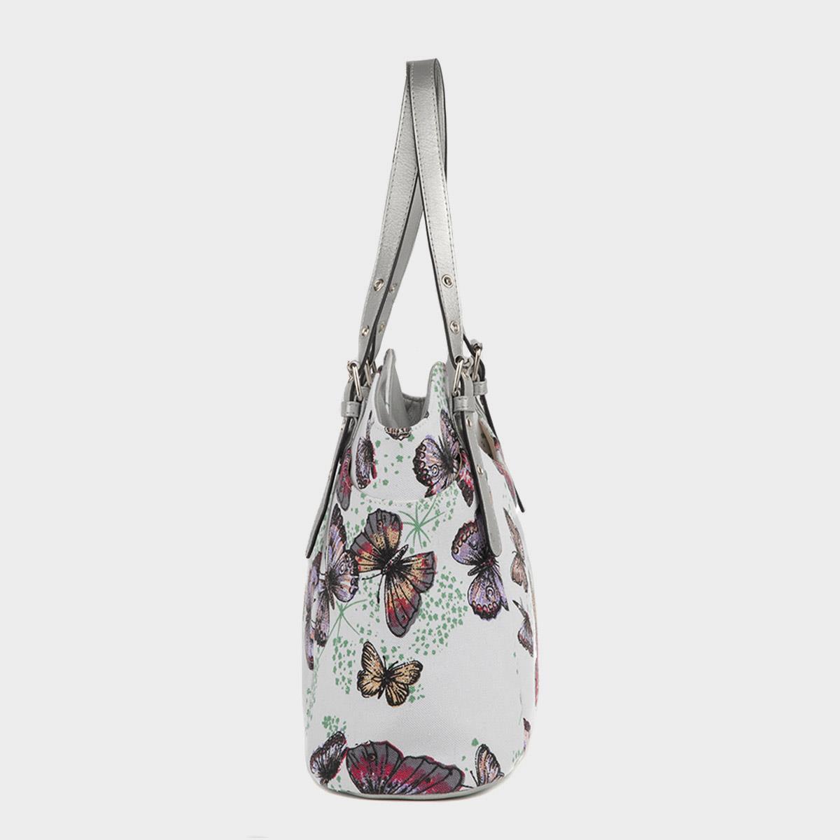 Lilley White Butterfly Printed Shoulder Bag