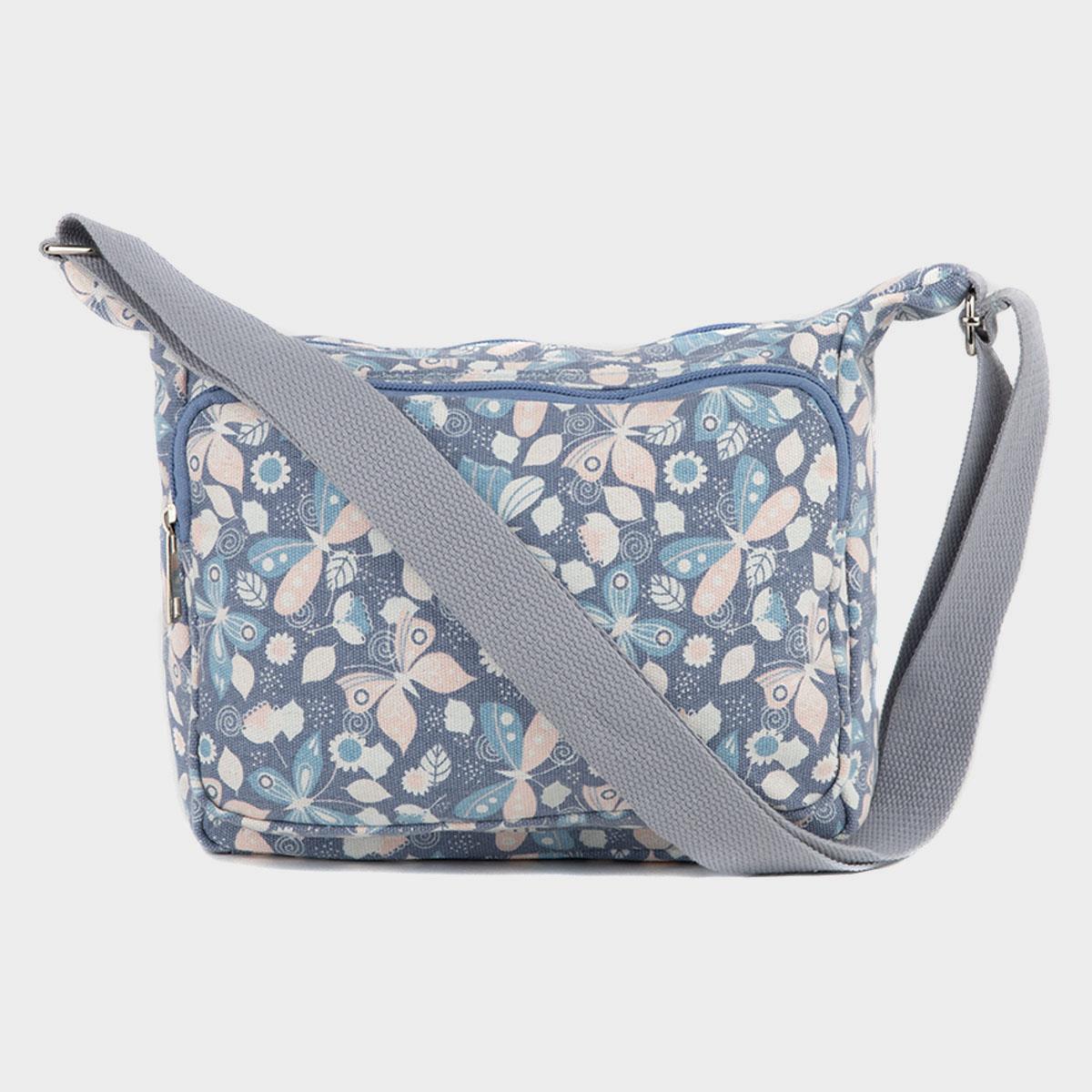 Lilley Blue Butterfly Print Cross Body Bag 903022 Shoe Zone