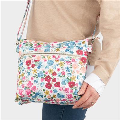 Lilley Womens White Floral Printed Bag-903031 | Shoe Zone