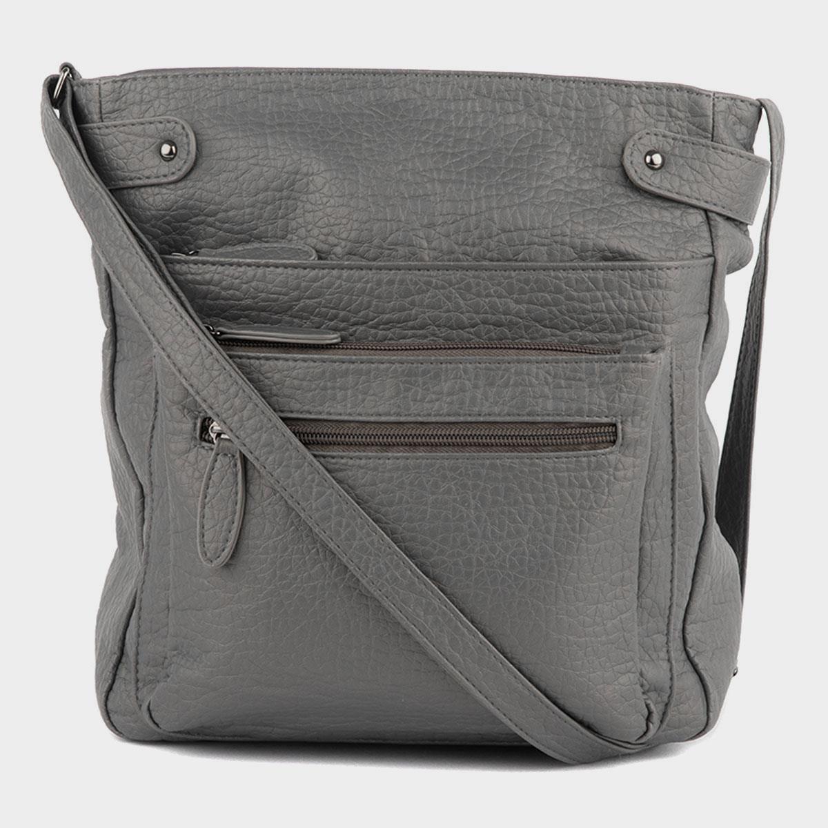 Margot Crossbody Bag Black Soft Leather Chunky Zip Medium Handbag Purse