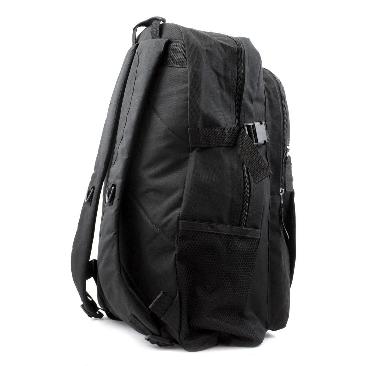 black backpack with pockets