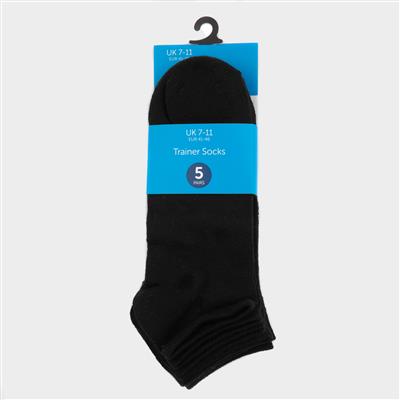 Settle 5 Pack Black Trainer Socks Sizes 7-11-994032 | Shoe Zone