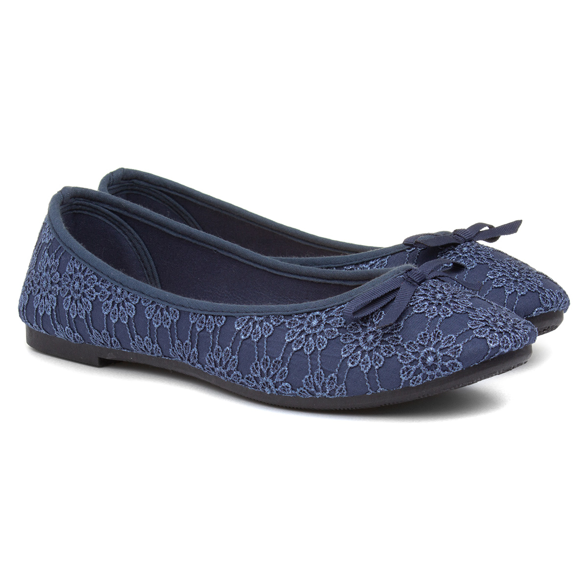 navy lace ballerina shoes