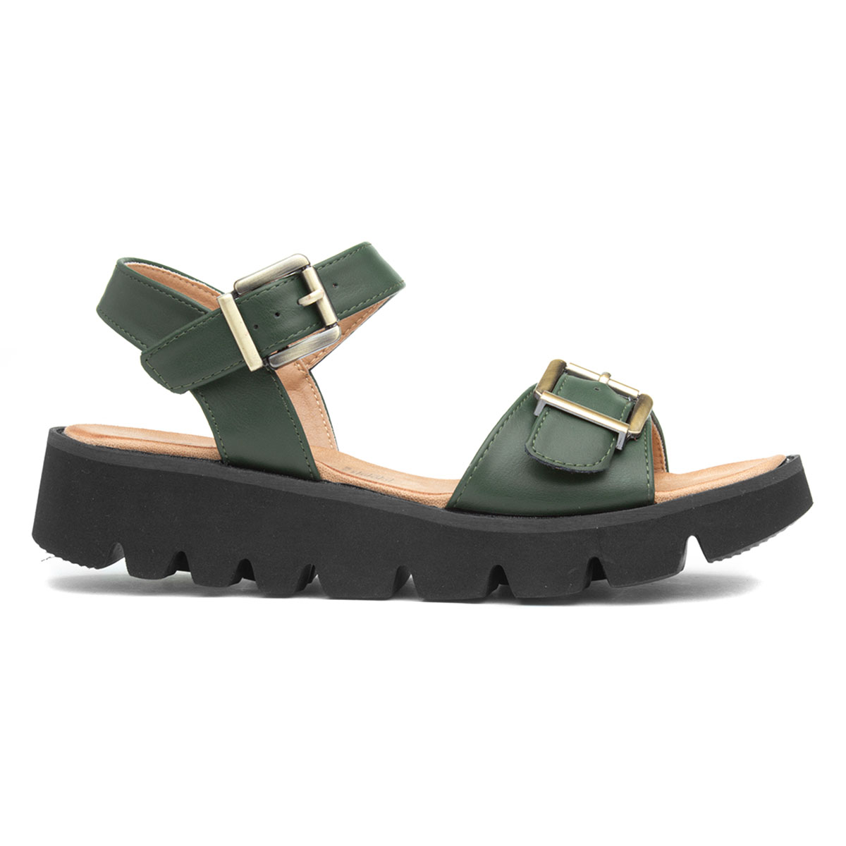 Heavenly Feet Alberta Green Buckle Sandall