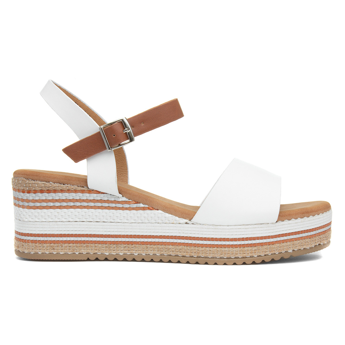 Lunar Britt White Wedge Sandal