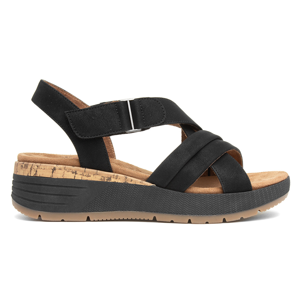 Relife Sukie Black Strappy Wedge Sandal