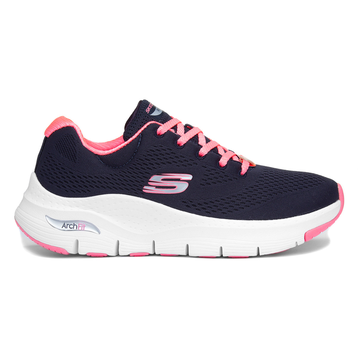 navy Skechers lace up trainer