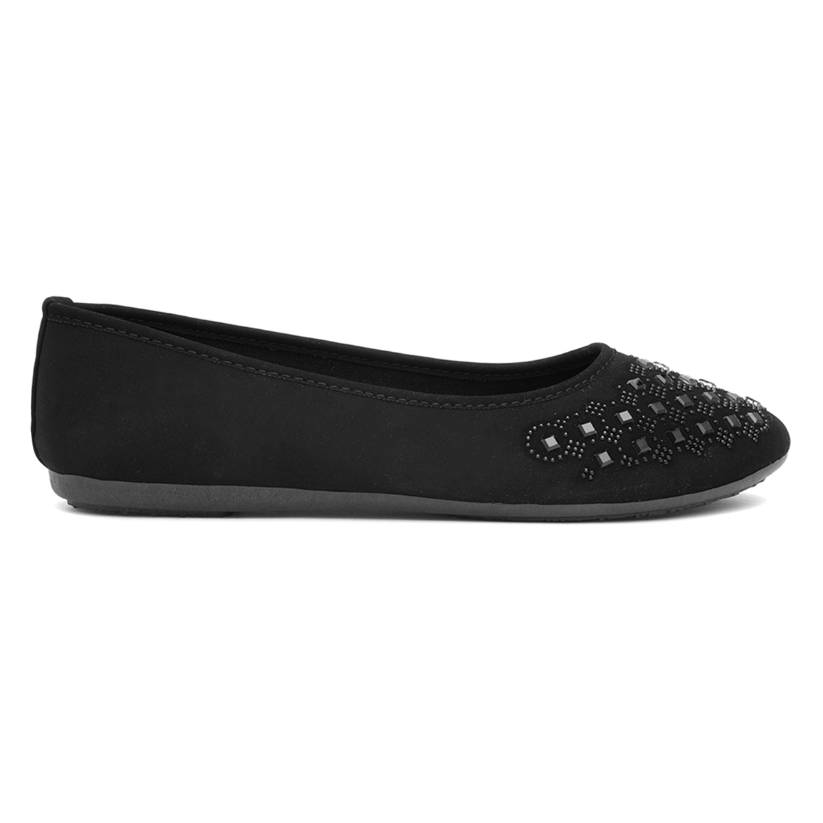 Black ballerina pumps with diamantes