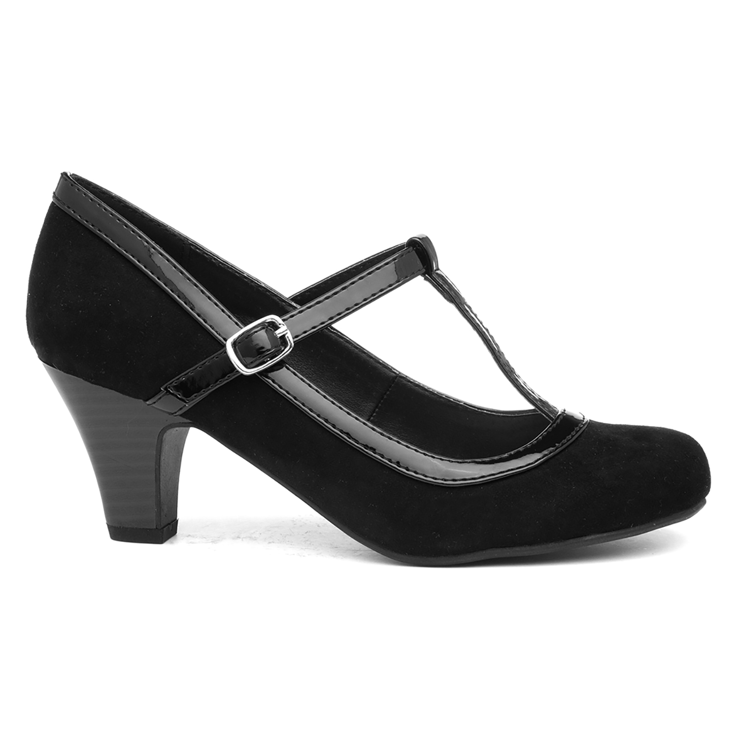 black buckle court shoe