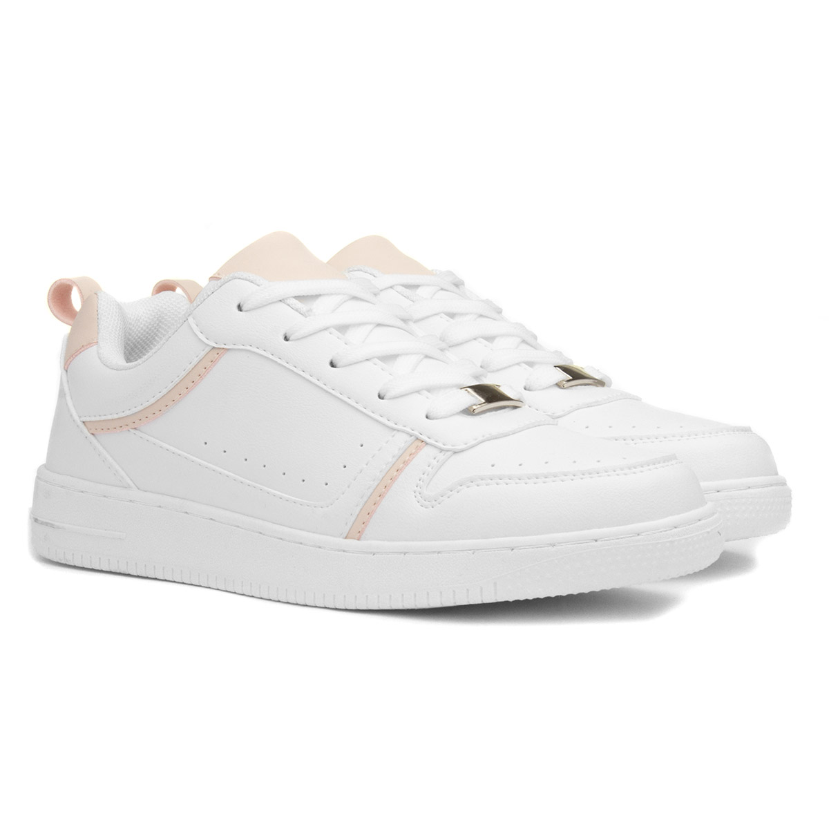 white lace up trainers