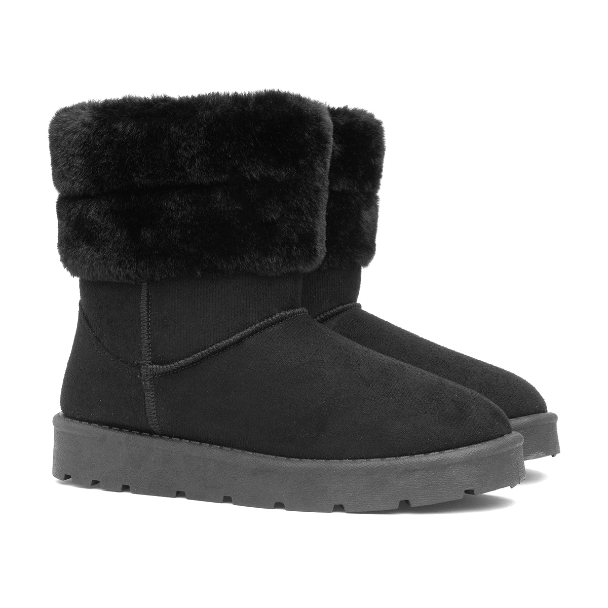 Lilley Mae Womens Black Faux Fur Ankle Boot