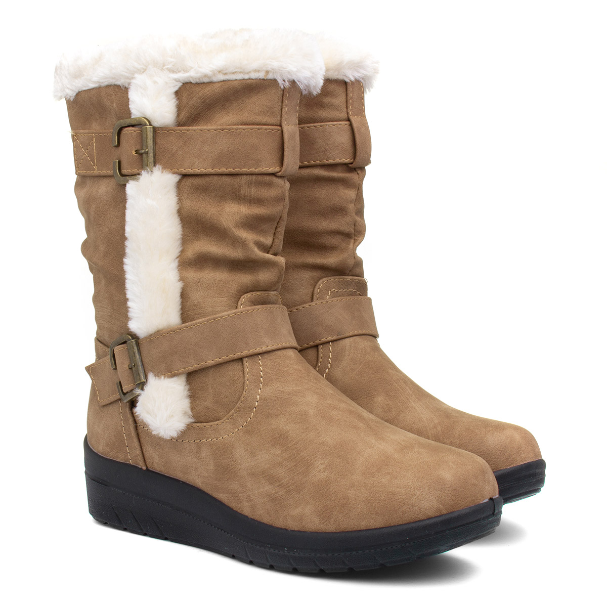 Softlites Jo Womens Tan Faux Fur Calf Boot