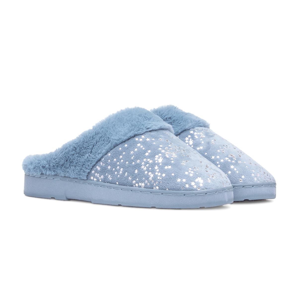 The Slipper Company Flora Womens Blue Mule Slipper